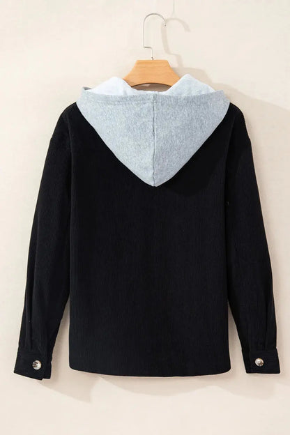 Chaqueta con capucha de manga larga con botones y cordón ajustable eprolo