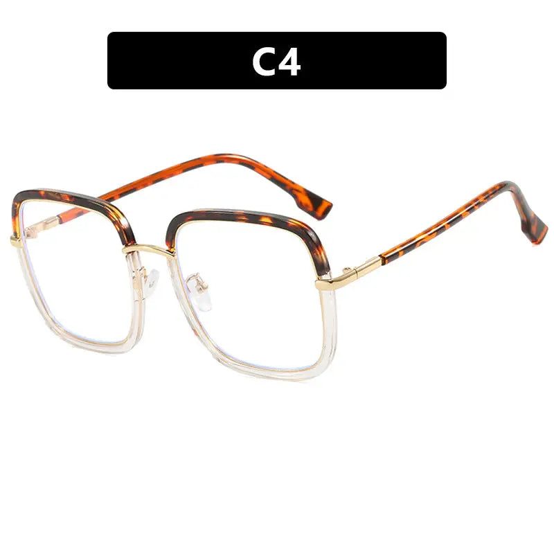 Montura de gafas de forma cuadrada, adecuada para miopía, lente plana TR90 antiluz azul, montura grande, apariencia lisa, montura de gafas adelgazante y moderna eprolo