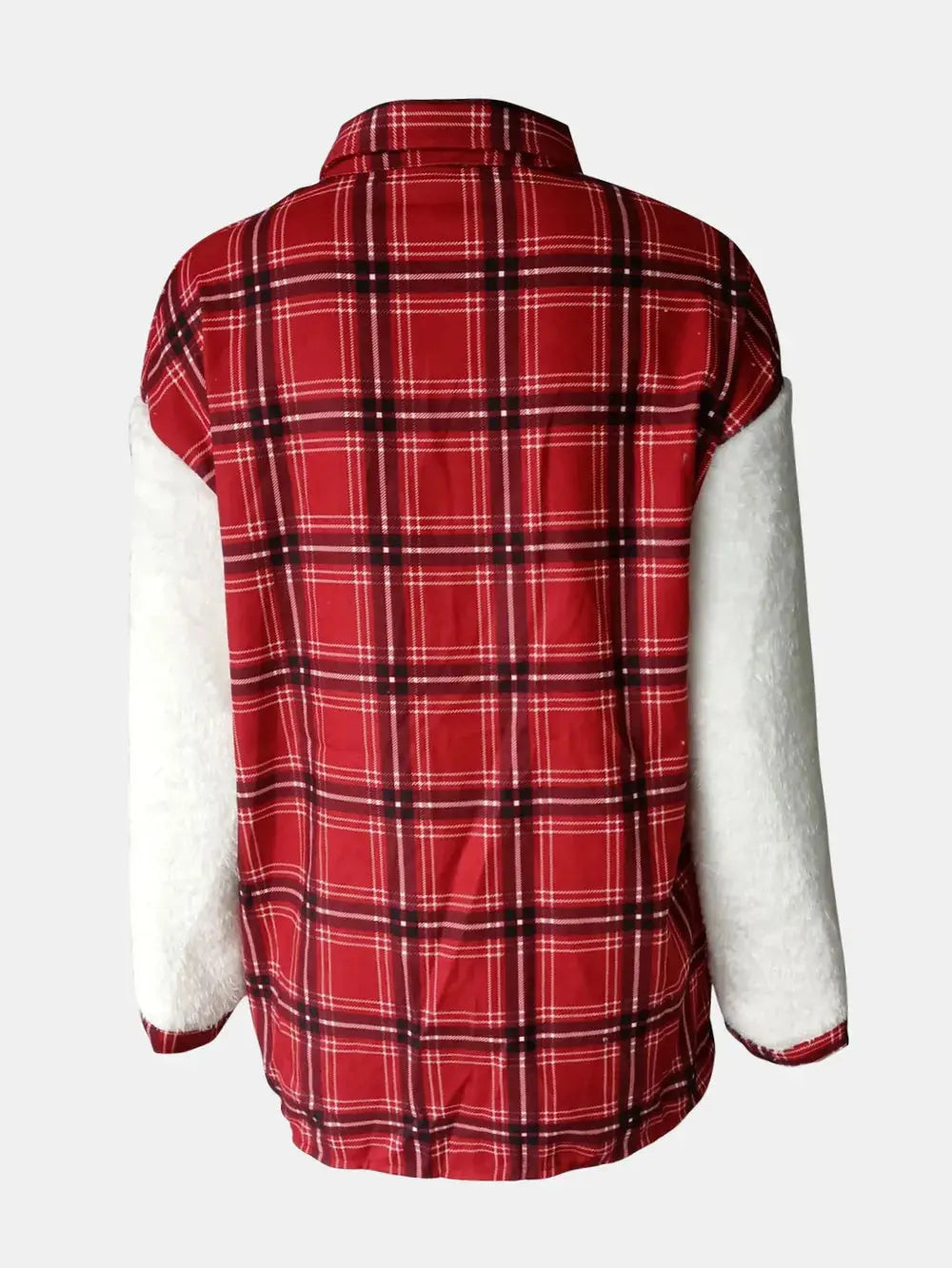 Fuzzy Button Up Long Sleeve Jacket - Skinluminova