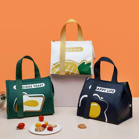 Bolsa de almuerzo portátil de gran capacidad, sencilla y a la moda, gruesa, impermeable, bolsa aislante eprolo
