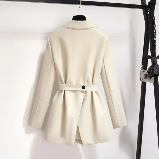 Chaqueta de traje de estilo coreano para mujer, temperamento de alta gama, chaqueta de traje con cintura suelta para mujer, chaqueta informal de moda con cordones para mujer eprolo