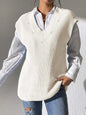 Chaleco sencillo con cuello en V y tejido de perlas con tachuelas. eprolo
