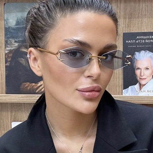 Gafas de sol de moda Hip Hop informales nuevas divertidas personalizadas polígono de gancho sin marco eprolo