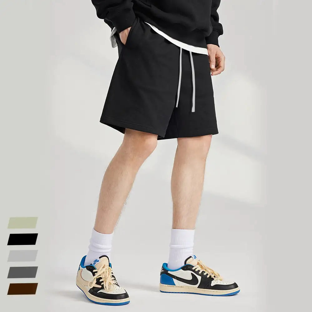 Pantalones cortos casuales de punto de algodón grueso para hombre Skinluminova