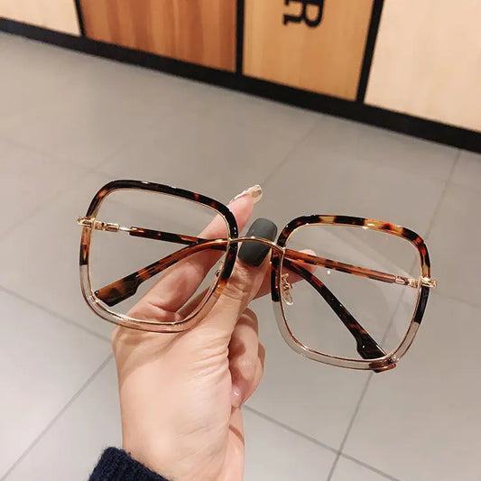 Montura de gafas de forma cuadrada, adecuada para miopía, lente plana TR90 antiluz azul, montura grande, apariencia lisa, montura de gafas adelgazante y moderna eprolo