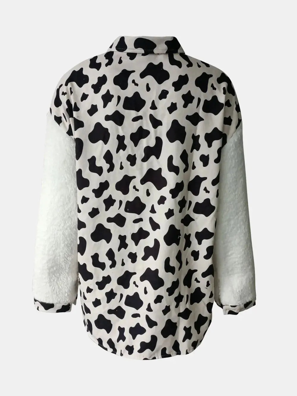 Fuzzy Button Up Long Sleeve Jacket - Skinluminova