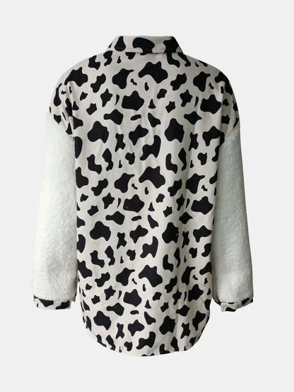 Fuzzy Button Up Long Sleeve Jacket - Skinluminova