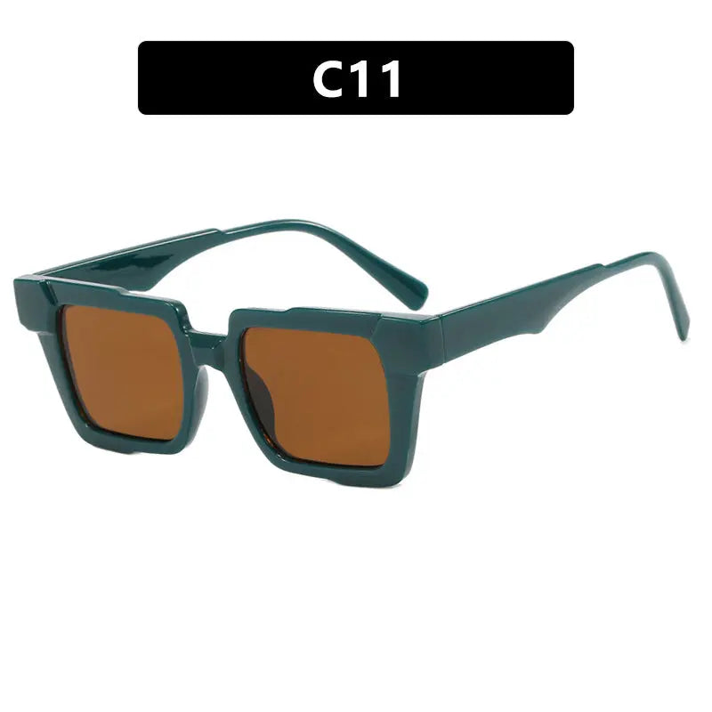 Montura de gafas cuadradas con bloqueo de color, lentes planas antiluz azul, montura de gafas de moda, sensación de alta gama, personalidad exagerada, femenina eprolo