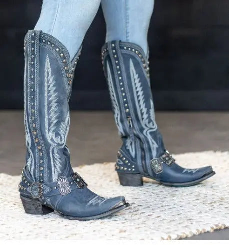 Nuevas botas oversize de denim competitivo para mujer de estilo occidental eprolo