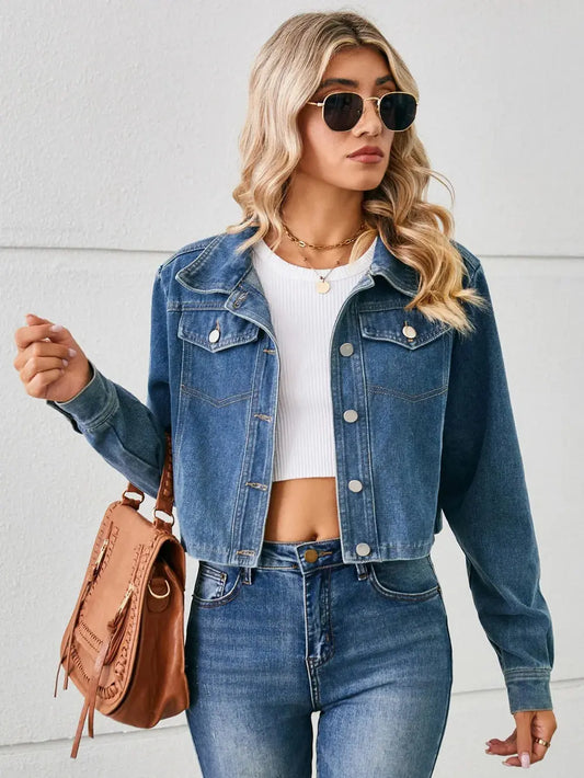 Chaqueta vaquera de manga larga con botones eprolo