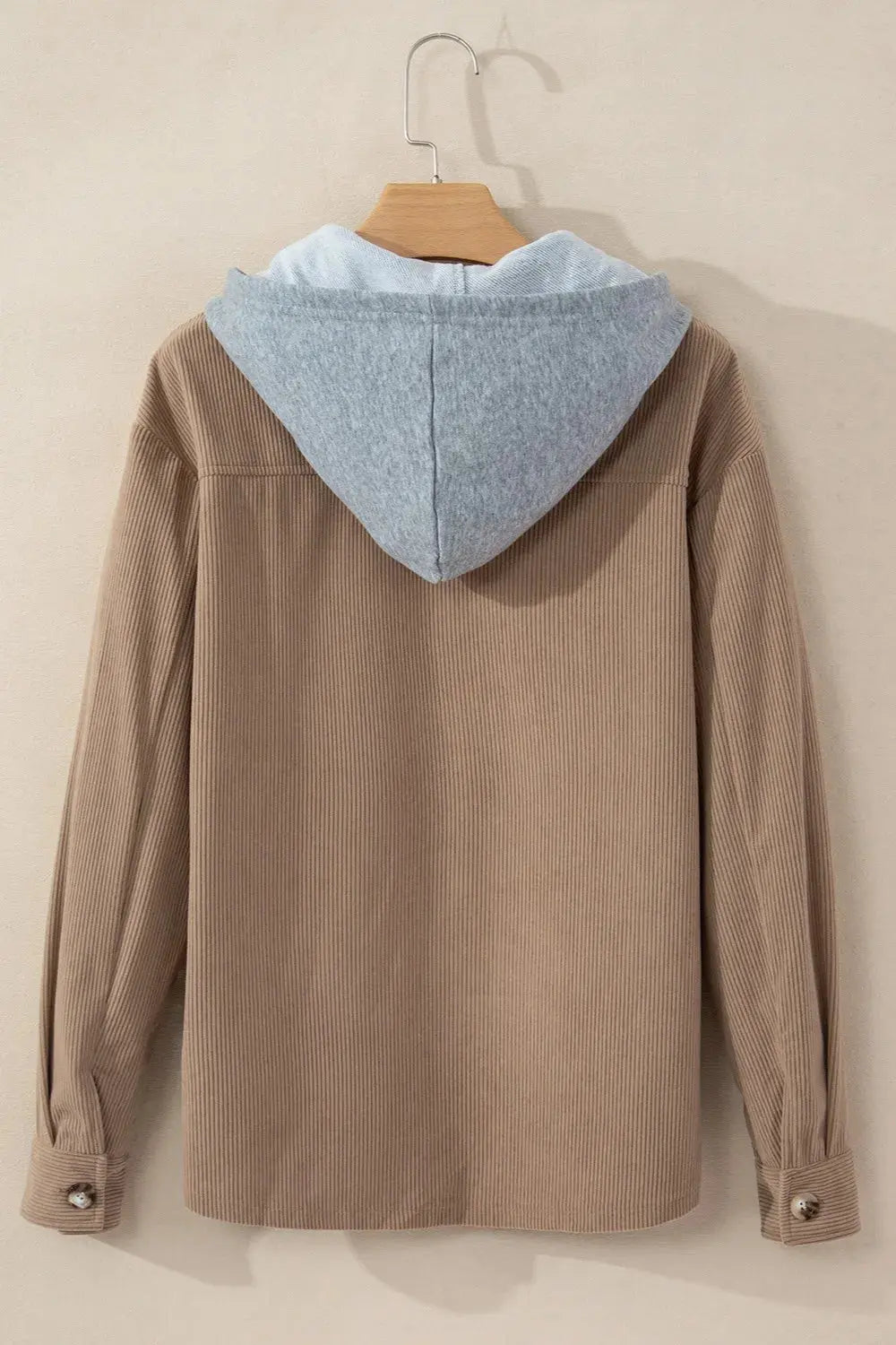 Chaqueta con capucha de manga larga con botones y cordón ajustable eprolo