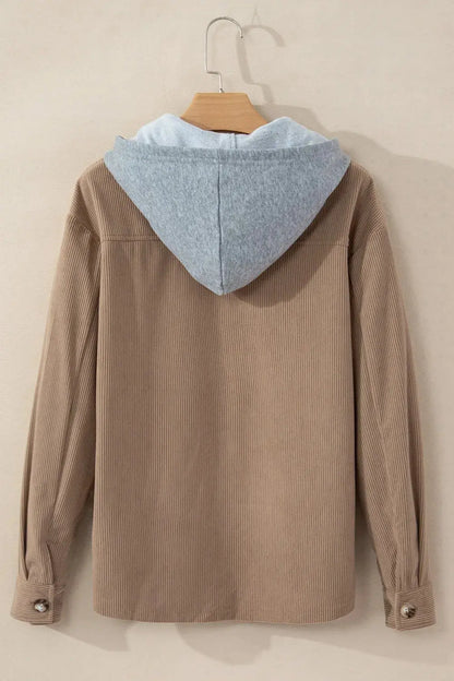 Chaqueta con capucha de manga larga con botones y cordón ajustable eprolo
