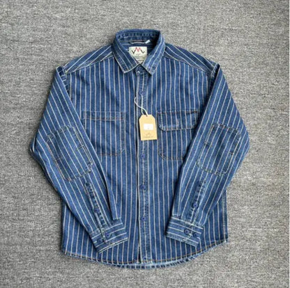 Chaqueta vaquera retro a rayas para hombre Skinluminova
