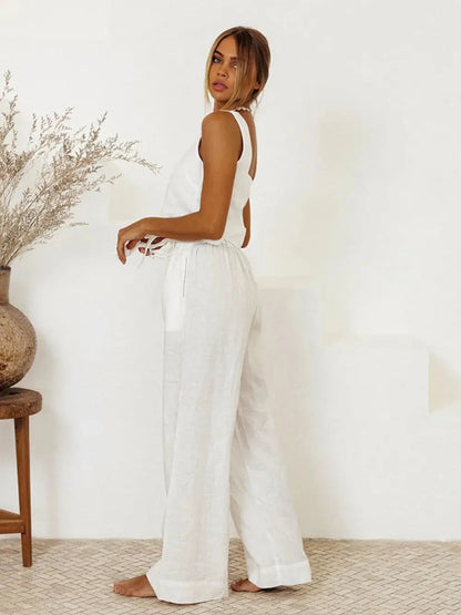 Conjunto de top y pantalón sin mangas con cuello cuadrado eprolo