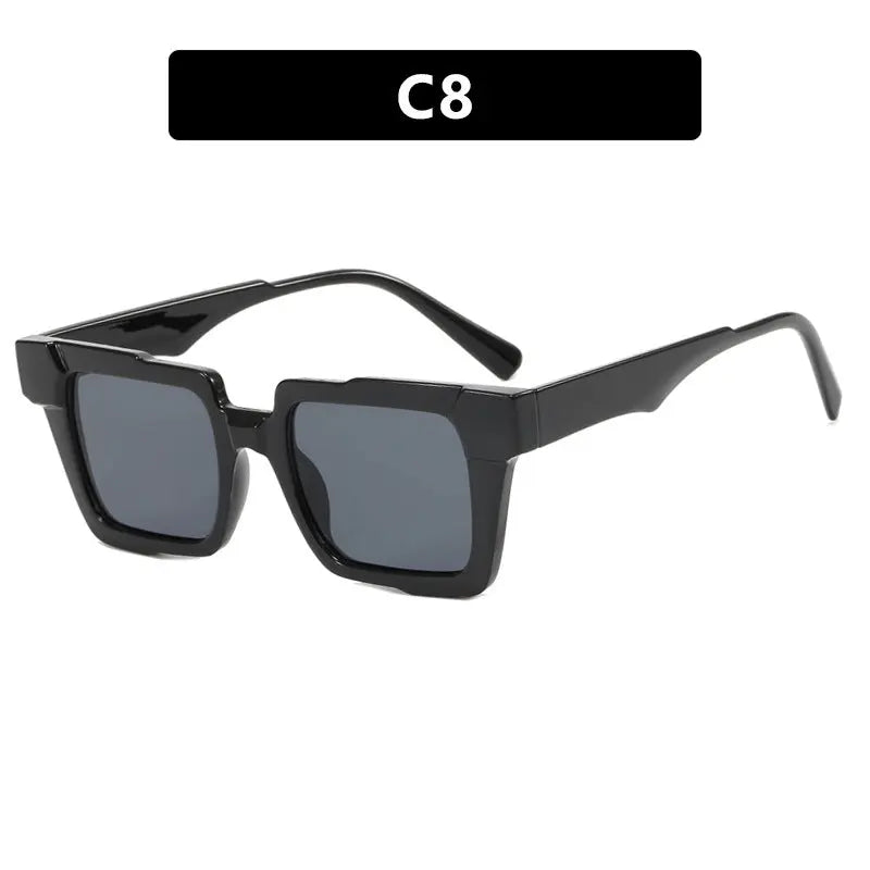 Montura de gafas cuadradas con bloqueo de color, lentes planas antiluz azul, montura de gafas de moda, sensación de alta gama, personalidad exagerada, femenina eprolo