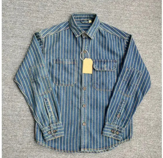 Chaqueta vaquera retro a rayas para hombre Skinluminova