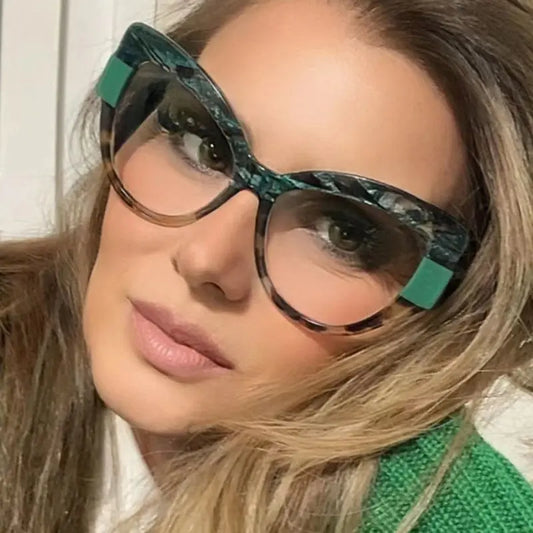 Color blocking cat eye flat lens ins internet celebrity same anti blue light personalized glasses frame TR90 glasses frame can be matched with myopia eprolo