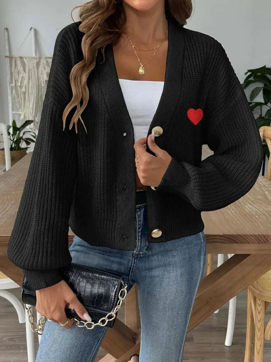 Mujer Otoño/Invierno Nueva Colección Love Stickers Chaqueta de botones cortos Suéter eprolo