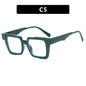 Montura de gafas cuadradas con bloqueo de color, lentes planas antiluz azul, montura de gafas de moda, sensación de alta gama, personalidad exagerada, femenina eprolo