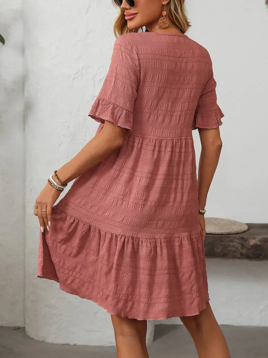 Vestido fluido casual holgado de manga corta para mujer eprolo