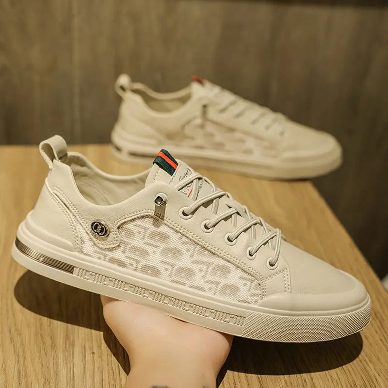 Zapatos deportivos casuales de estudiante de moda, zapatos de tabla exterior con cordones de corte bajo para hombres eprolo