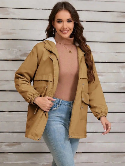 Chaqueta de manga larga con capucha y cordón eprolo