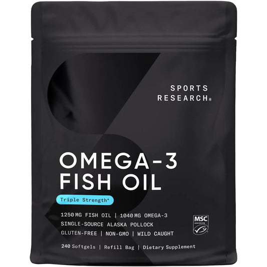 Omega 3 Triple Potencia Sports Research – EPA & DHA para Corazón y Cerebro Skinluminova