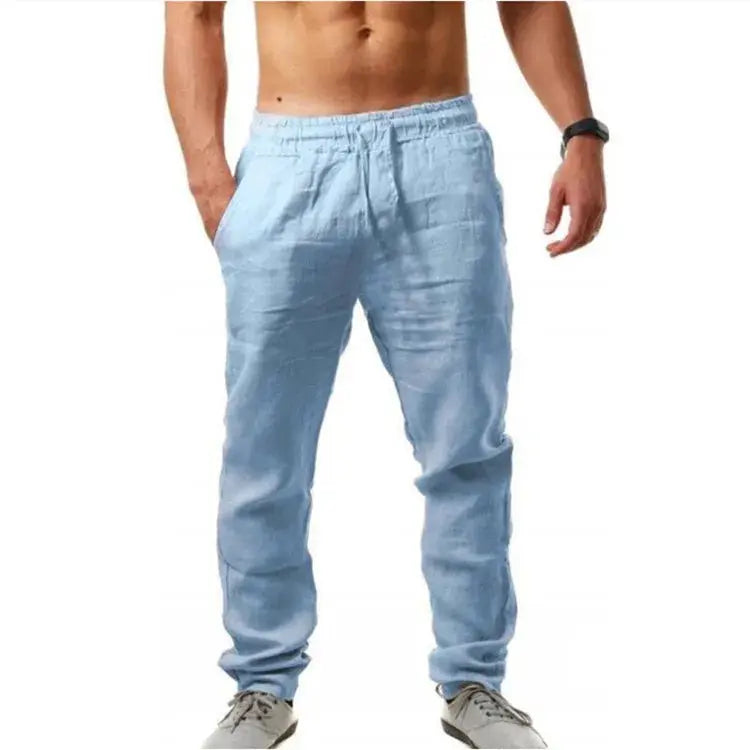 Pantalones de lino y algodón con bolsillos Skinluminova