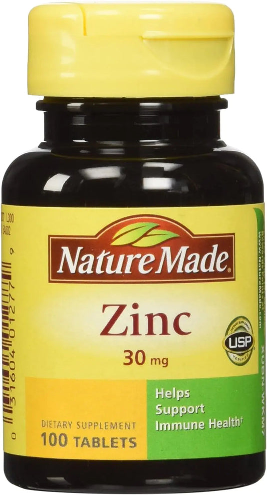 Comprimidos de zinc Nature Made - 30 mg - 100 unidades Skinluminova