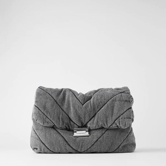 Bolso de hombro grande de mezclilla acolchado para mujer Skinluminova