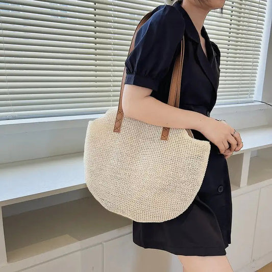 Bolso de hombro con cremallera y tejido en contraste de colores para mujer Skinluminova