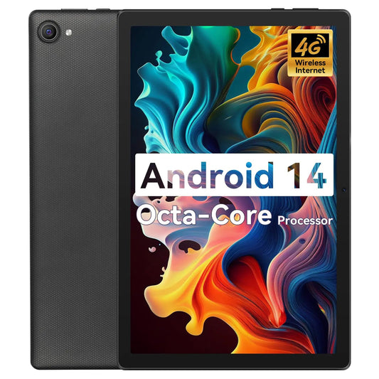 Tableta Lville Android 14 | 10" Octa-Core | 8GB RAM, 64GB ROM (ampliable a 1TB) | Bluetooth 5.3 | WiFi 6 | Cámaras 5MP+8MP | Dongle 4G | Carga rápida | Negra. Skinluminova