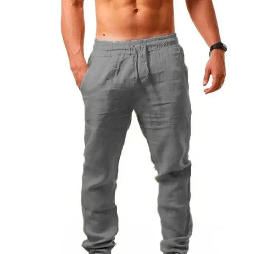Pantalones de lino y algodón con bolsillos Skinluminova