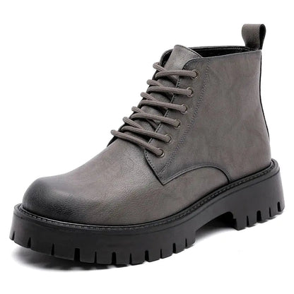 Cálidas botas de cuero de caña alta con suela gruesa (6 agujeros) Skinluminova