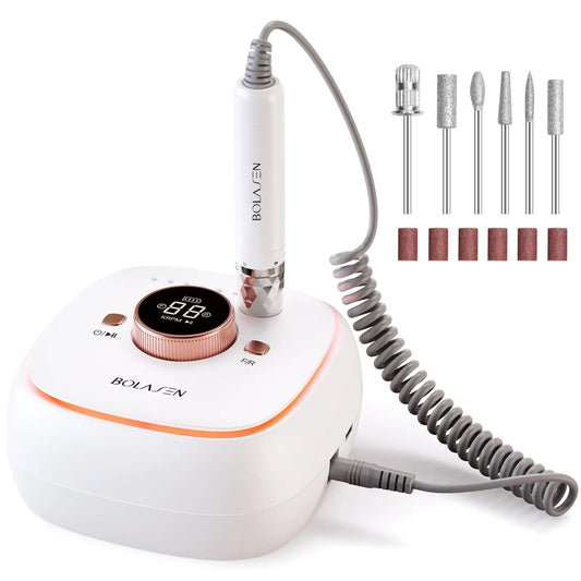 BOLASEN HaloDrill 10 | Torno profesional sin escobillas 40,000 RPM | 7800 mAh recargable | Inalámbrico | Auto Start-Stop | Ideal para uñas acrílicas y gel Skinluminova