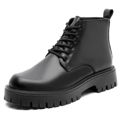 Cálidas botas de cuero de caña alta con suela gruesa (6 agujeros) Skinluminova