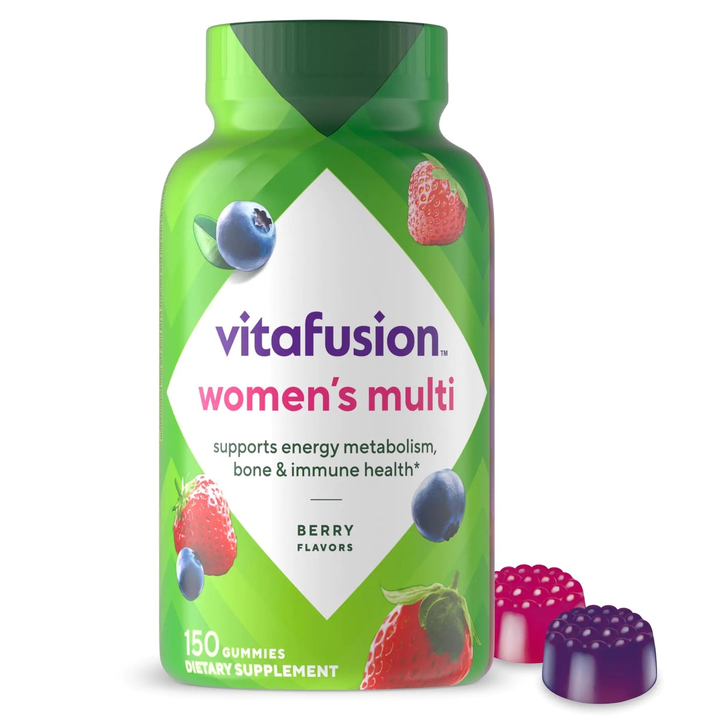 Gomitas multivitamínicas para mujeres Vitafusion, sabor frutos rojos, apoyo nutricional diario. Skinluminova
