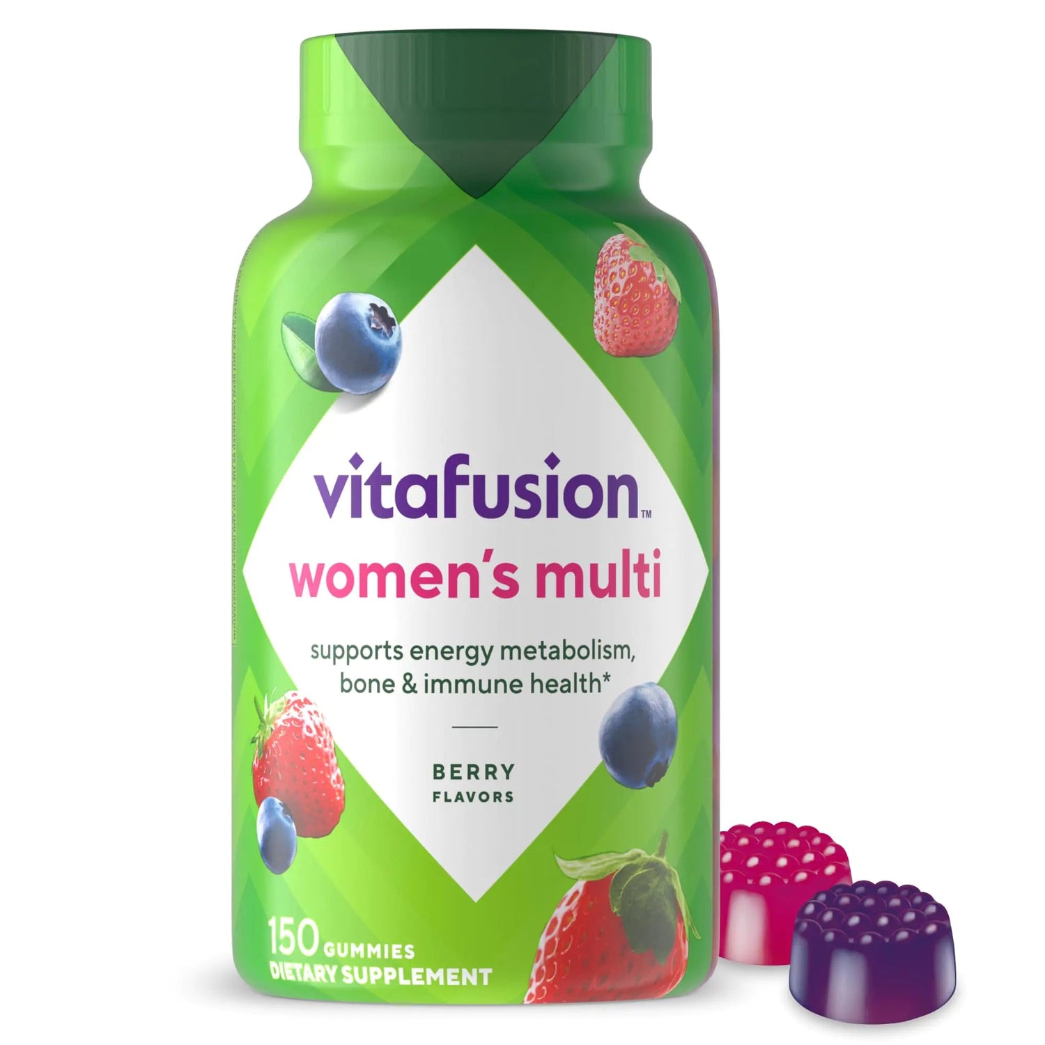 Gomitas multivitamínicas para mujeres Vitafusion, sabor frutos rojos, apoyo nutricional diario. Skinluminova
