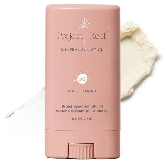 Project Reef SPF 50 Sheer Mineral Sunscreen Stick - Vegan Reef Safe Non-Nano Zinc Face Sunblock Stick No White Residue Ideal for Travel & Kids Skinluminova