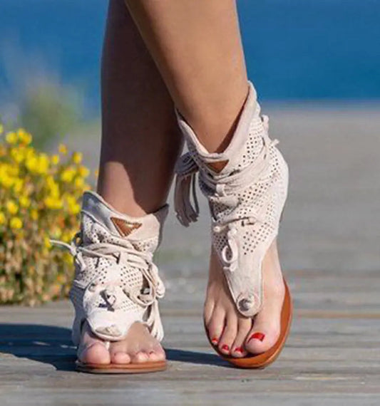 Sandalias planas y cómodas con flecos esmerilados Skinluminova