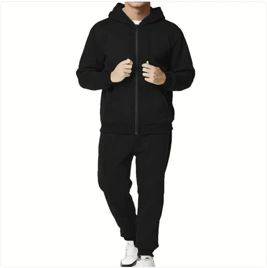 Casual Solid Color Hooded Zip Cardigan Set Skinluminova