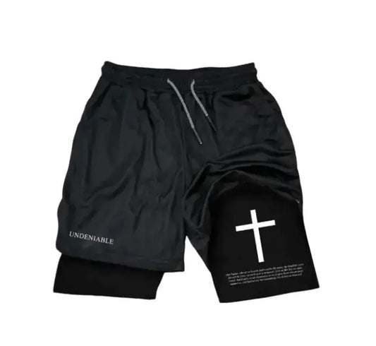 Pantalones cortos de doble capa Pantalones deportivos y de ocio estampados Skinluminova