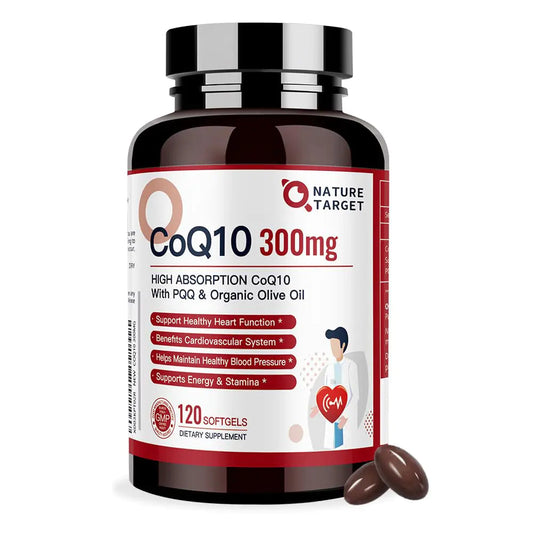 NATURE TARGET CoQ10 300 mg con PQQ y Aceite de Oliva Orgánico Skinluminova