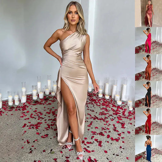 Vestido con abertura, un hombro y espalda descubierta Skinluminova