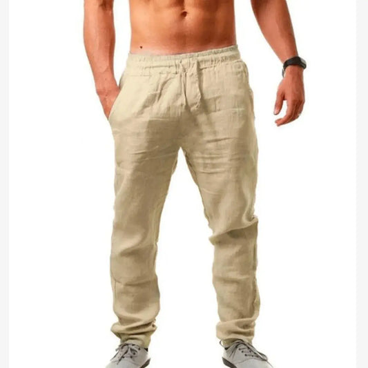 Pantalones de lino y algodón con bolsillos Skinluminova