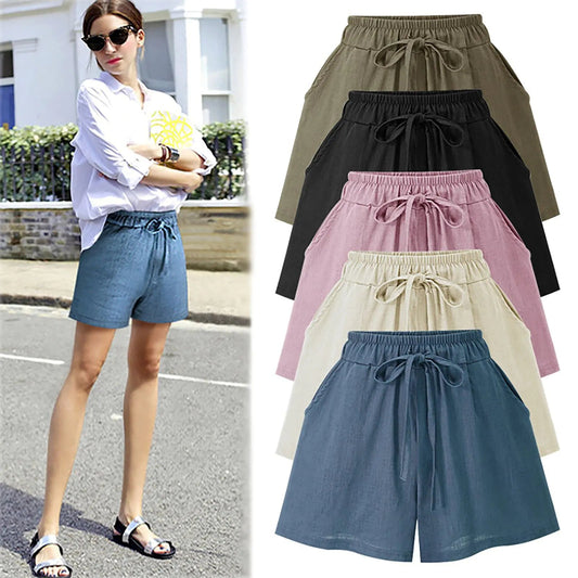 Pantalones cortos holgados de cintura alta de verano para mujer de talla grande Skinluminova