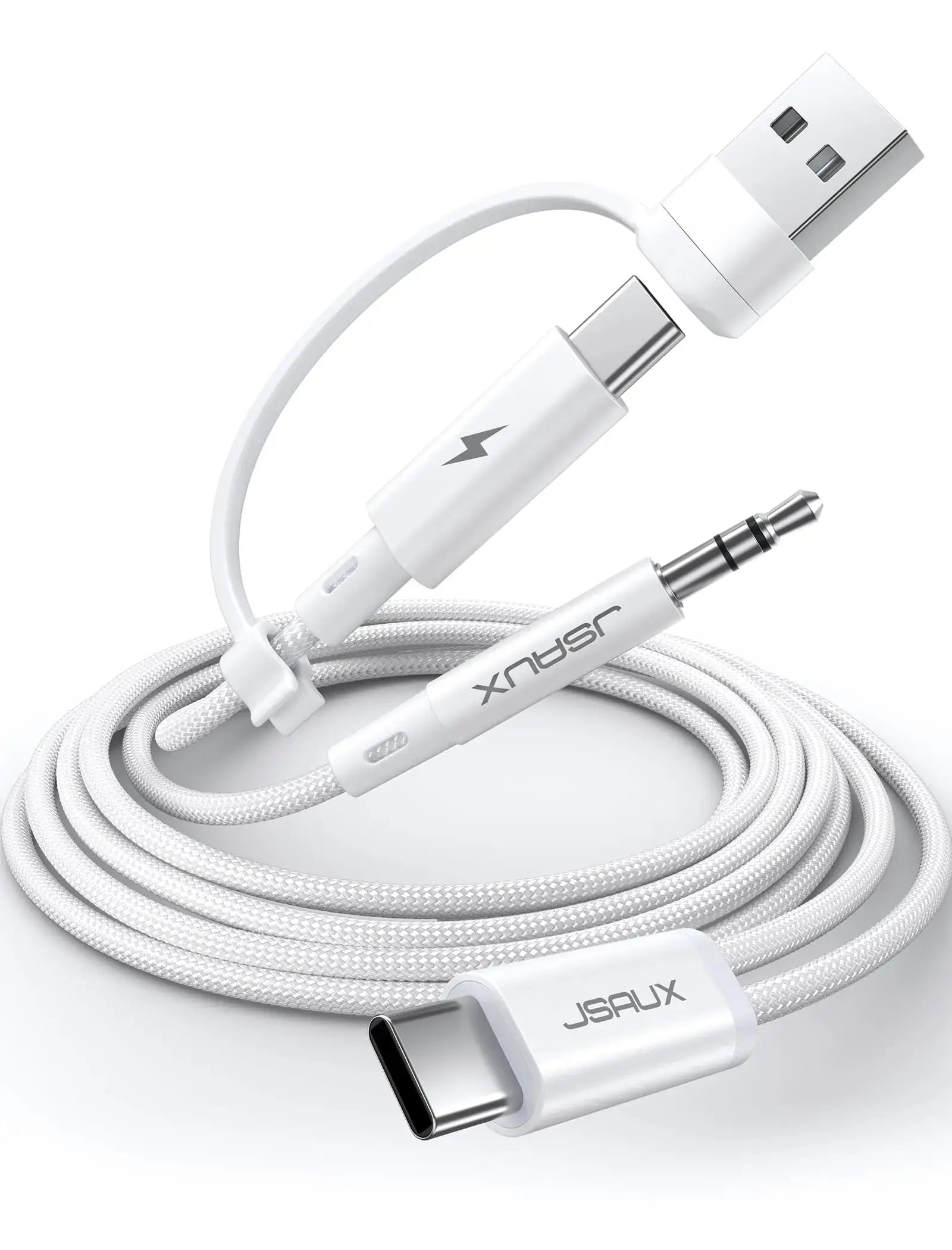 JSAUX Cable USB C a 3,5 mm para auriculares y cargador 2 en 1 USB C a conector de audio auxiliar con PD 60 W de carga rápida compatible con iPhone 15 Pro Max/15 Plus iPad Pro Samsung Galaxy S23 S22 Pixel 7/6-5FT Skinluminova