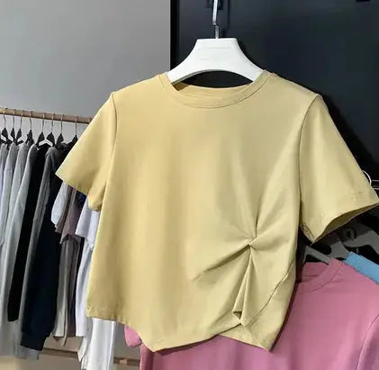 Camiseta de manga corta irregular para mujer (una pieza) Skinluminova
