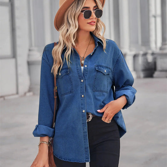 Camisa de Denim Slim Fit Chic para una Elegancia Sin Esfuerzo Skinluminova