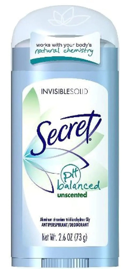 Desodorante antitranspirante sólido Secret Invisible blanco sin perfume, 2.6 onzas Skinluminova